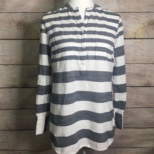 Merona grey white striped cotton tunic